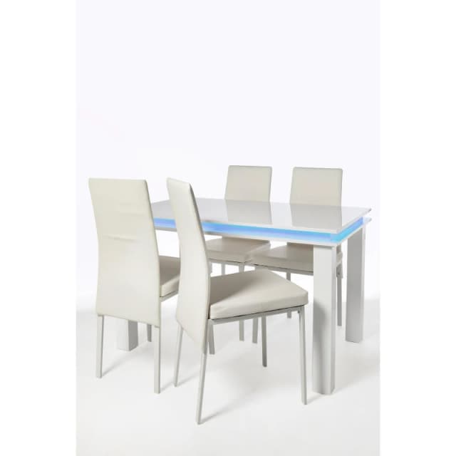 Homelife LED 4 Seater Dining Set White unisex One Size