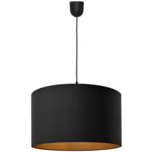 Helam Alba Cylindrical Pendant Ceiling Light Black, Gold 45cm
