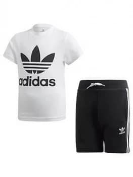 Boys, adidas Originals Short T-Shirt Set - White/Black, Size 3-4 Years
