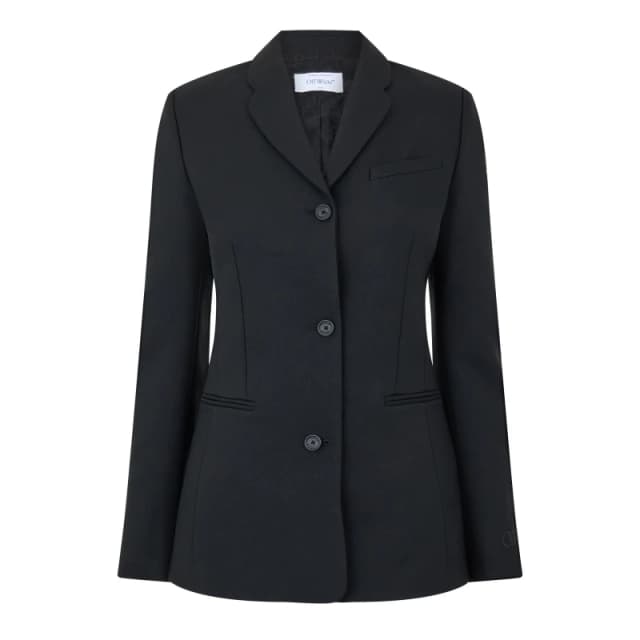 Off White Womens Darted Twill Long Sleeve Tailored Fit Blazer Black/White female 4 (3XS)