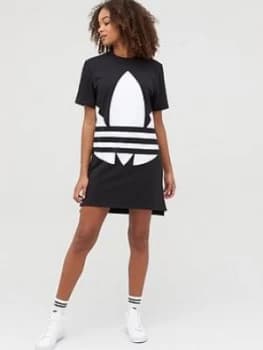 Adidas Originals Large Logo T-Shirt Dress - Black