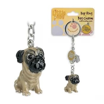 Little Paws Key Ring Pug - Tan
