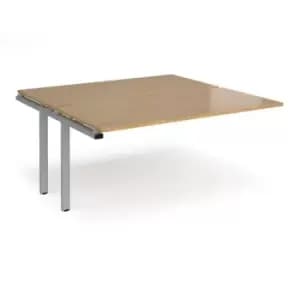 Bench Desk Add On Rectangular Desk 1600mm With Sliding Tops Oak Tops With Silver Frames 1600mm Depth Adapt
