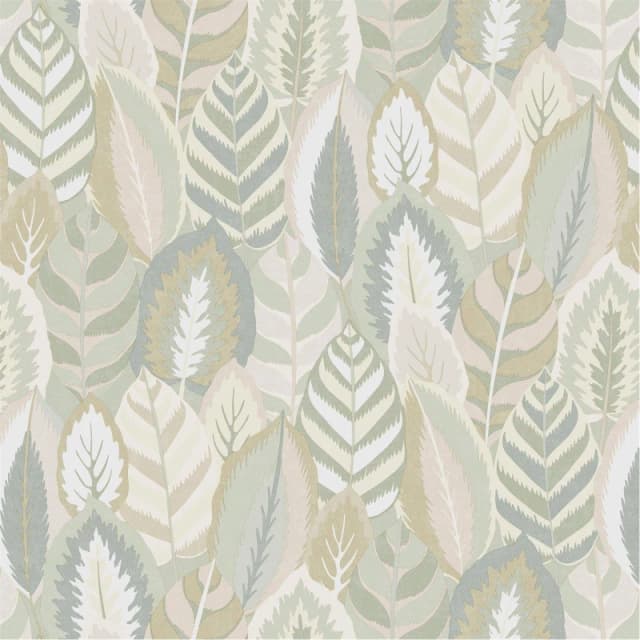SUBLIME ARTY LEAVES SAGE WALLPAPER, Green 121807