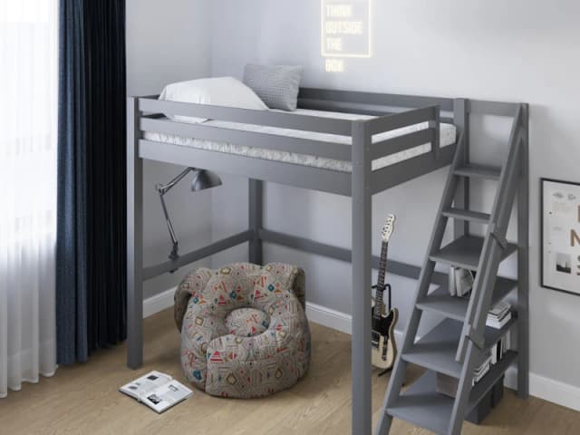 Noomi Studio Loft Bed Double High Sleeper in Grey Size: EU Double Grey Unisex EU Double