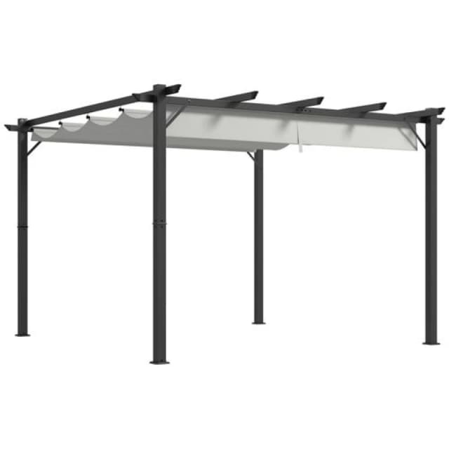 Outsunny 3x3(m) Pergola Gazebo Sun Shade Shelter Aluminium Garden Canopy Grey - Outsunny 5056725371678