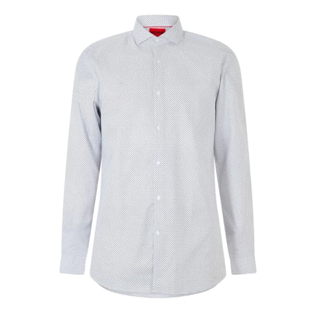 Hugo Mens Errik Long Sleeve Oxford Shirt Open White male 14 inch