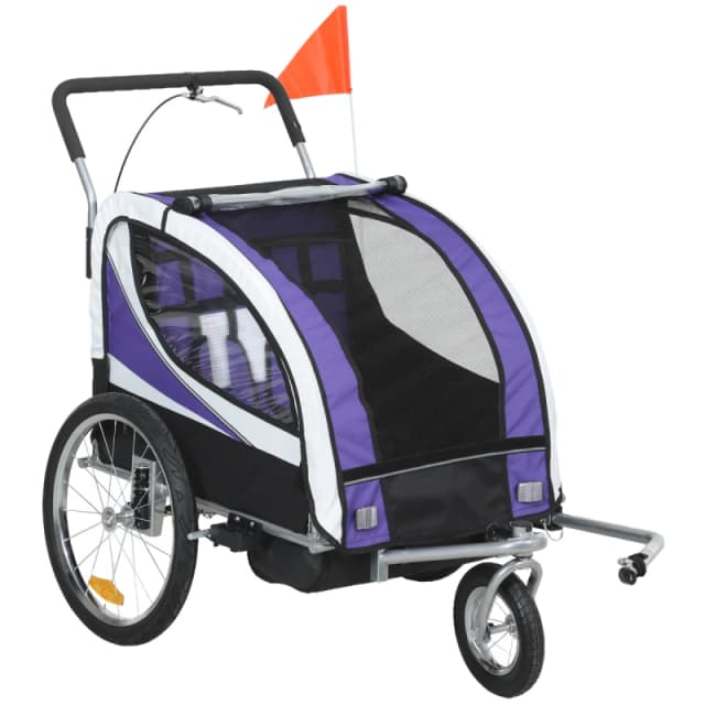 HOMCOM 2 Seat Child Bike Trailer, Baby Bicycle Trailer for 2 Kids, Purple, Purple 440-001V02VT
