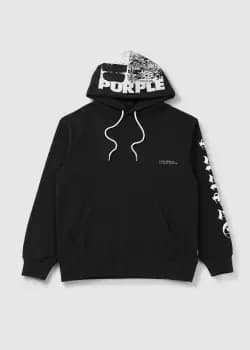Purple Brand Mens Gothic Wordmark Hoodie In Black