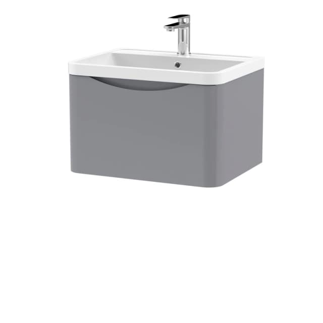 Balterley Wall Hung 1 Drawer Vanity Basin Unit Polymarble Basin Grey 600mm Grey
