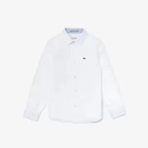 Lacoste Boys' Contrast Finishes Oxford Cotton Shirt Size 14 yrs White