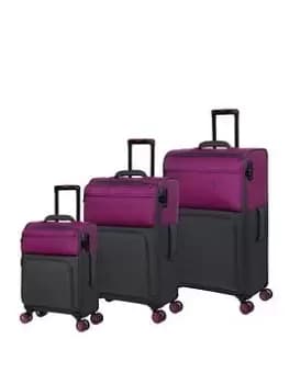 IT Luggage Duo Tone Fuchsia/Magnet 8 Wheel Suitcase 3Pcs Set