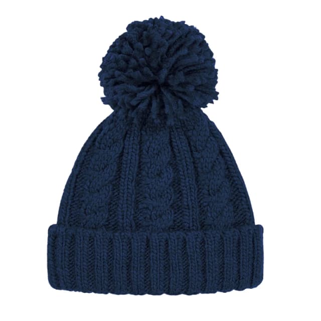Beechfield Beechfield Men Unsiex Cable Knit Melange Beanie in Navy Navy One Size Male 5059444495229