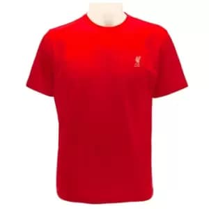 Liverpool FC Mens Embroidered T-Shirt (L) (Red/White)