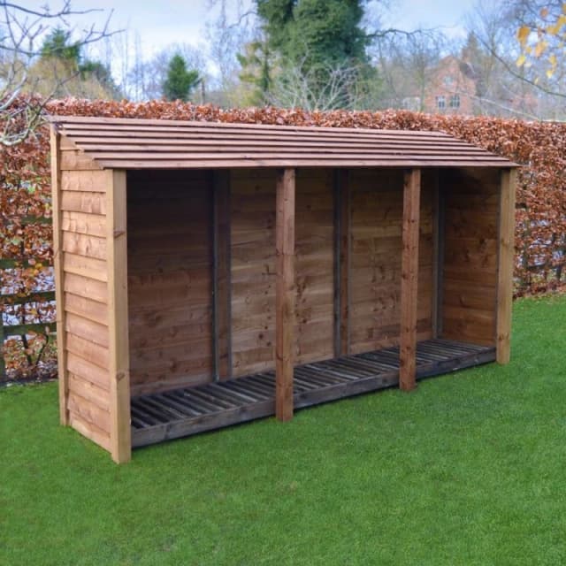 Rutland County Garden Furniture Ltd Empingham 6ft Log Store - L80 x W340 x H181cm - Rustic Brown Brown Unisex