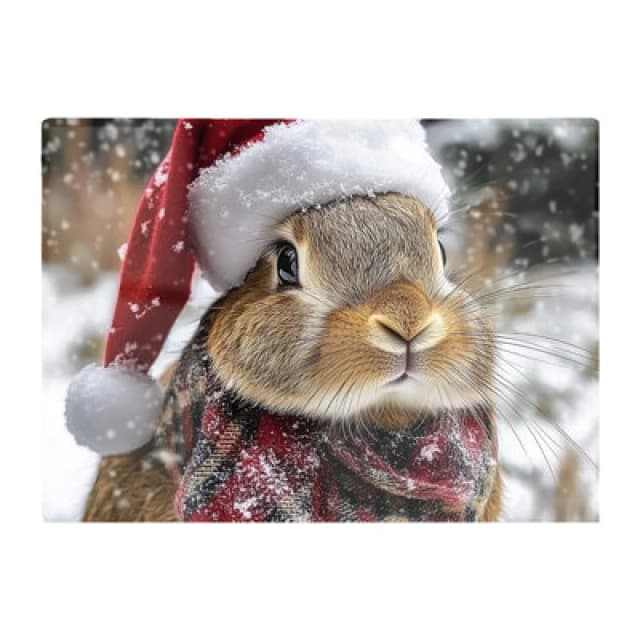 Warren Reed Designer Christmas Brown Rabbit Glass Chopping Board