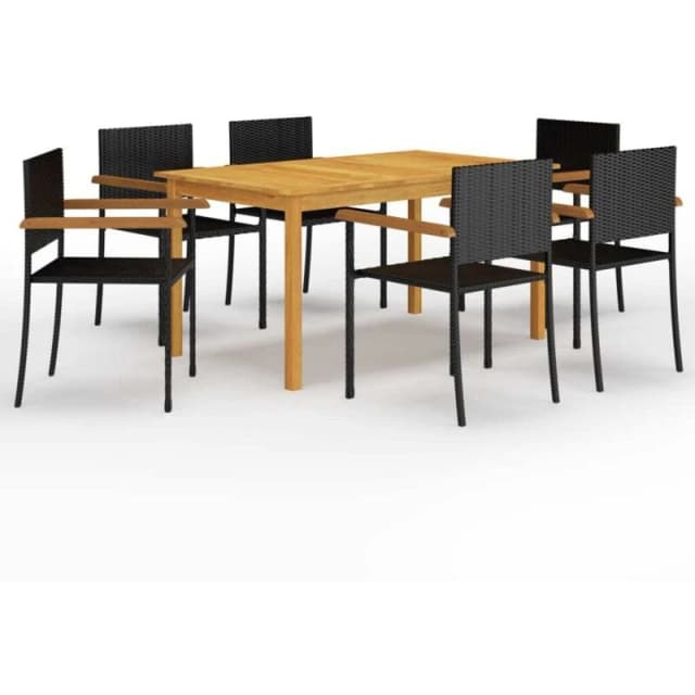 VIDAXL 7 Piece Garden Dining Set Black vidaXL 8720286338469
