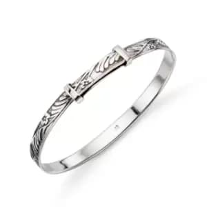JG Signature Childrens Silver Floral Expanding Baby Bangle