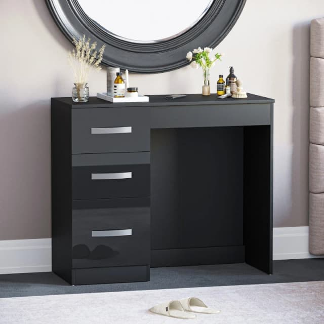 Lassic Vida Designs Hulio 3-Drawer Dressing Table Black unisex 3 Drawer