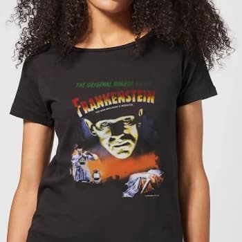 Universal Monsters Frankenstein Vintage Poster Womens T-Shirt - Black - 3XL - Black