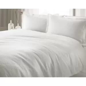 Jansons Waffle Duvet Set (Double) (White) - White