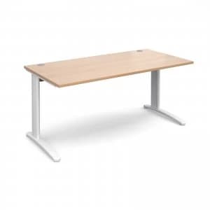 TR10 Straight Desk 1600mm x 800mm - White Frame Beech Top