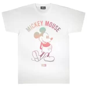 Disney Womens/Ladies 1928 Mickey Mouse Coloured Boyfriend T-Shirt (S) (White)