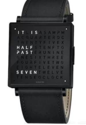 QLOCKTWO Watch W35 Black Steel Black Leather