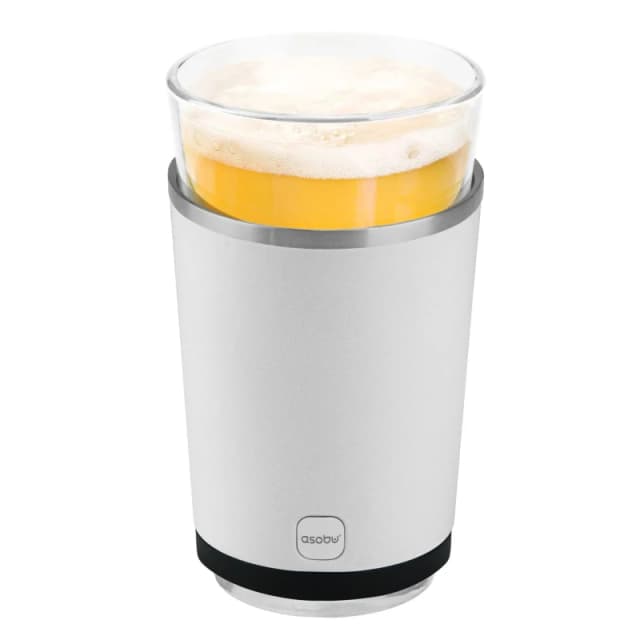 asobu Beer Glass with Vacuum Insulated Double Walled Sleeve 490ml White White