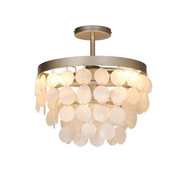 Lighting Collection Capiz Semi Flush Ceiling Light Silver unisex One size