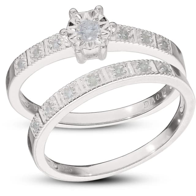 Be You Sterling Silver 0.12ct Diamond Ring Set Silver female H