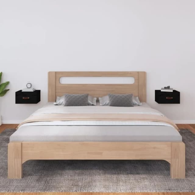 Vidaxl Wall-mounted Bedside Cabinets 2 Pcs Black 40X29.5X22 Cm, Black 820995