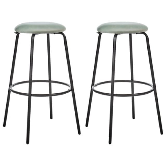 Beliani Set Of 2 Bar Stools Morton Velvet Mint Green