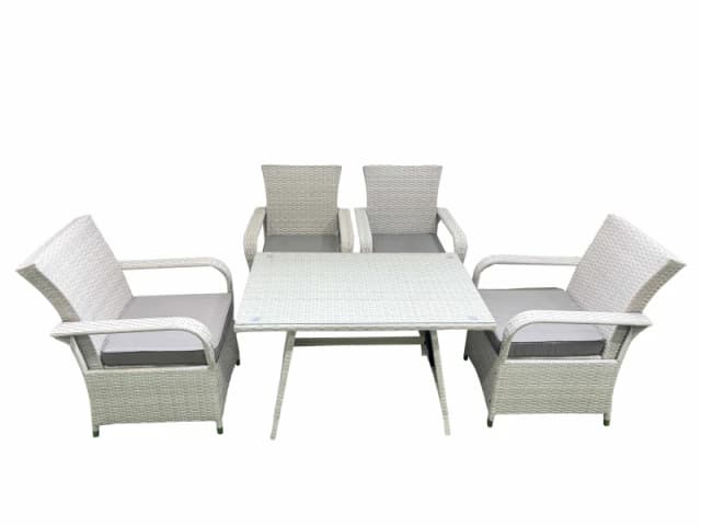 Fimous Outdoor Rattan Garden Furniture Set Patio 4 Chairs Plus Rectangular Dining Table Sets Light Grey Mixed Light Grey Unisex