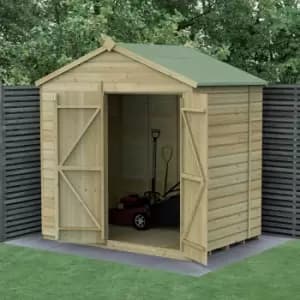 7' x 5' Forest Beckwood 25yr Guarantee Shiplap Windowless Double Door Apex Wooden Shed - Natural Timber
