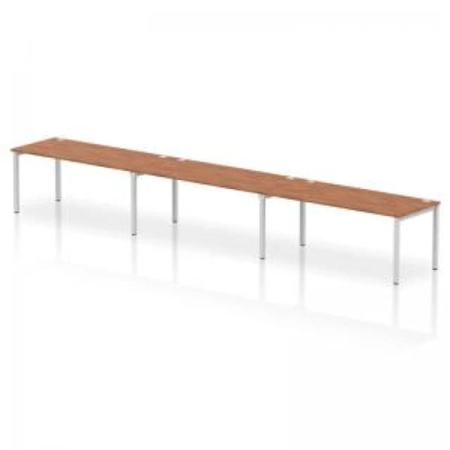 Impulse Impulse Bench Single Row 3 Person 1800 Silver Frame Office Bench Desk Walnut IMBS318WNTS