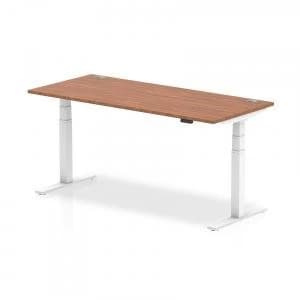 Trexus Sit Stand Desk With Cable Ports White Legs 1800x800mm Walnut