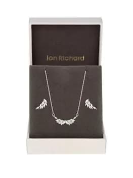 Jon Richard Rhodium Plated Angel Wing Cubic Zirconia Set - Gift Boxed