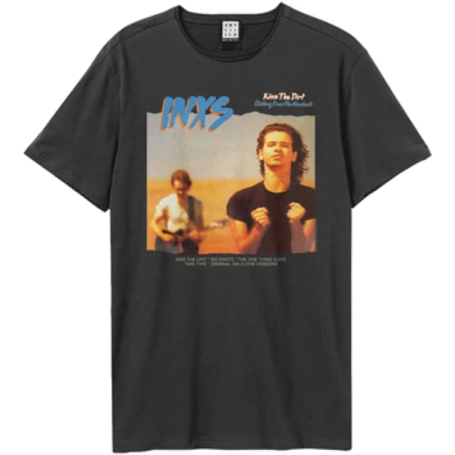 Amplified Amplified Men Kiss The Dirt INXS T-Shirt in Charcoal Size: X-Small Charcoal XS Male 5063750771786