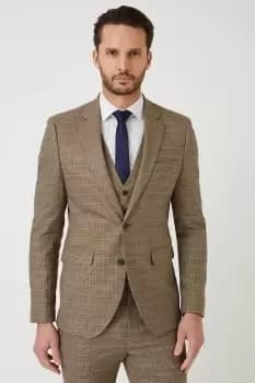 Skinny Fit Neutral Puppy Tooth Suit Jacket