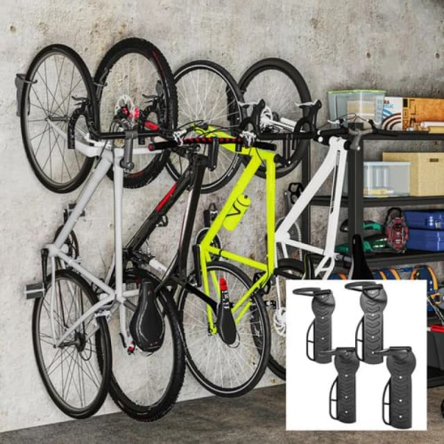 SPORTNOW Sportnow - 4 Pack Bike Rack, Wall Mounted Bike Hooks for Garage 5063603138452