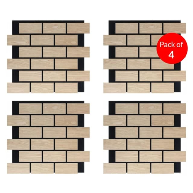 ENER-J Brick Pattern Acoustic Wall Panel PET MDF Size 610 x 690mm (Pack of 4) in White White Unisex