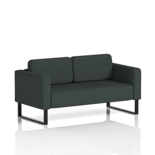 Brixworth Office Sofa 2 Seater with Black Legs in Rivet Fabric - Charcoal