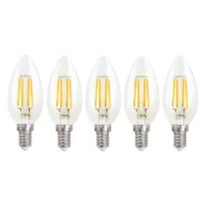 5 Watts E14 LED Bulb Clear Candle Cool White Dimmable, Pack of 5