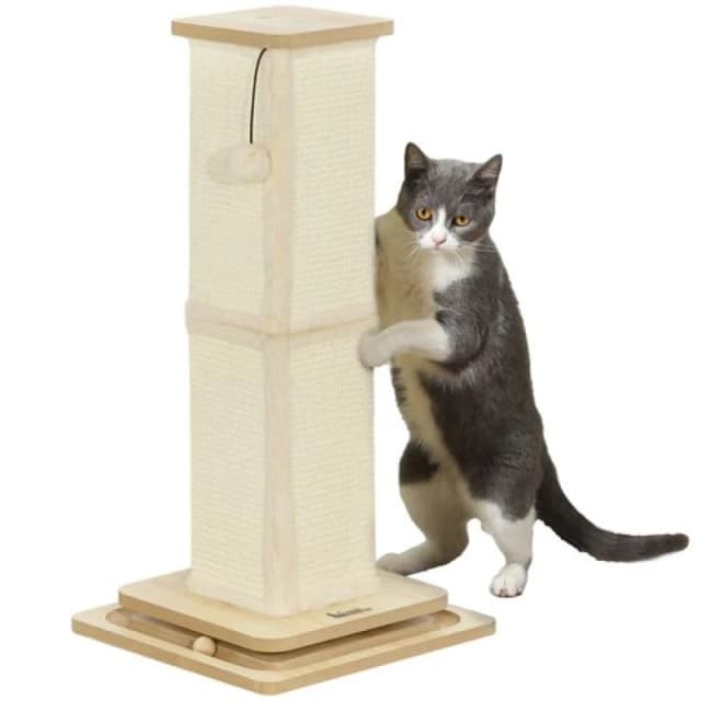 PawHut PawHut 67cm Cat Scratching Post 3 in 1 Cat Scratcher w/ Track Ball Toy 5061025051618