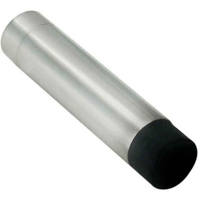 Loops Wall Mounted Doorstop Cylinder with Rubber Tip 74 x 16mm Bright Steel Metallics