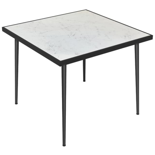 Outsunny Square Dining Table w/ Marble Effect Top - White 84G-346V00WT