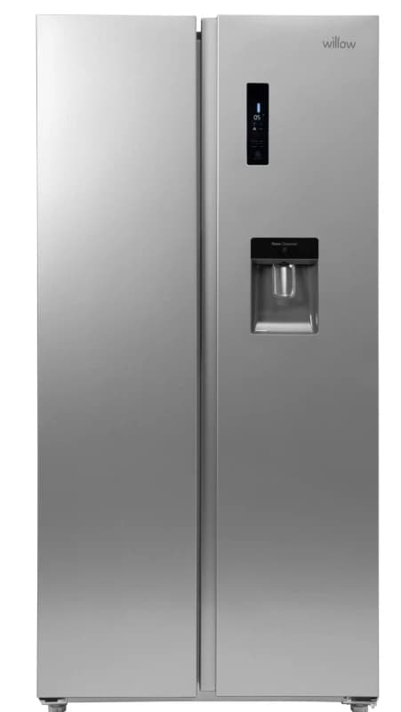 Willow Freestanding 433L Total No Frost with Water Dispenser No Frost American Style Fridge Freezer Silver