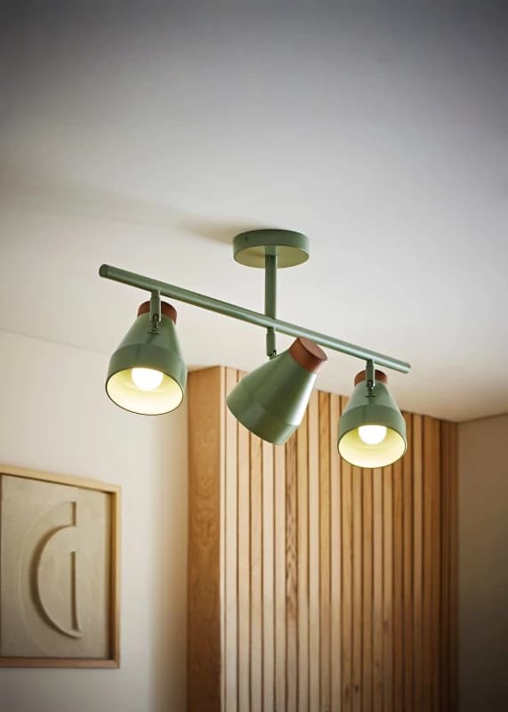 ValueLights ValueLights Parker Gloss and Walnut Dome Lamp 3 Way Bar Ceiling Light with Bulbs in Pale Green Pale Green One Size Unisex 5059406070068
