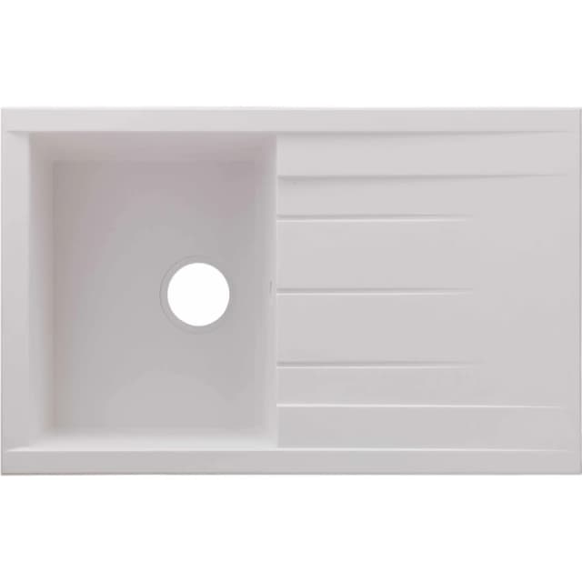 Rocklite Bredon Single Bowl Inset White Composite Kitchen Sink with Reversible Drainer Bredon1WH White